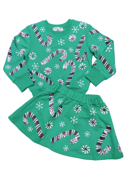 Sequin Candy Cane Sweatshirt
