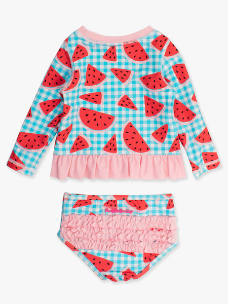 Watermelon Gingham 2 Piece LS Swim