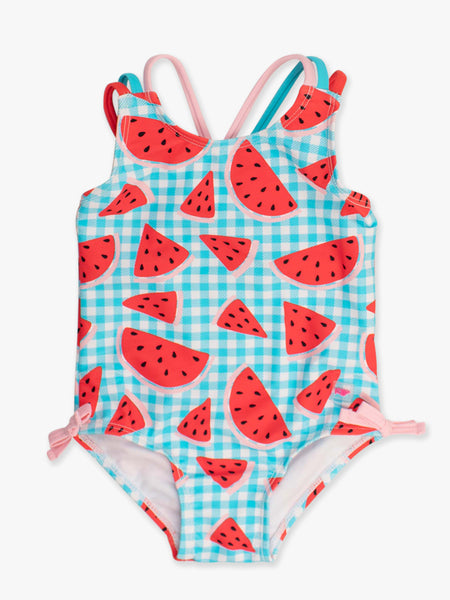 Watermelon Gingham Cross Back Swimsuit
