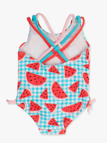 Watermelon Gingham Cross Back Swimsuit