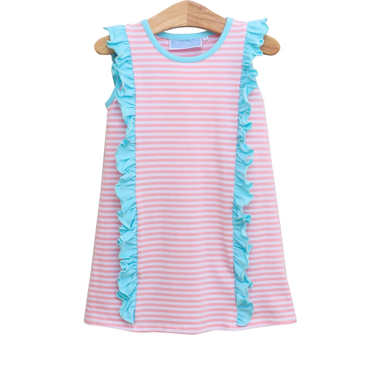 Hazel Dress- Light Pink Stripe/Aqua