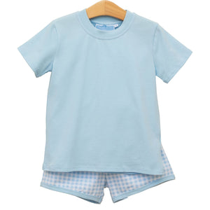 Thomas Short Set- Light Blue Gingham