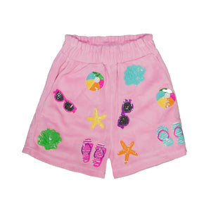 Sequin Beach Terrycloth Shorts