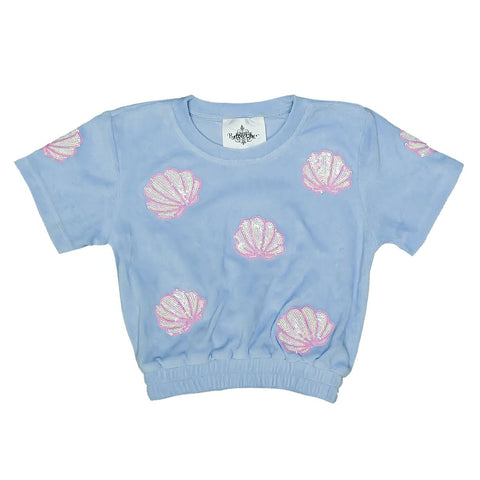 Sequin Seashell Terrycloth Top