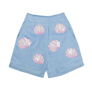 Sequin Seashell Terrycloth Shorts