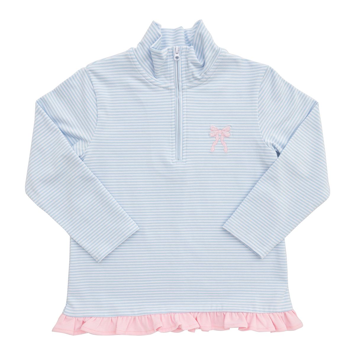 Bow 1/4 Zip Ruffle Pullover