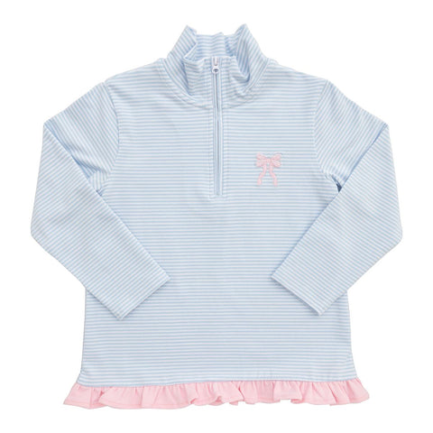 Bow 1/4 Zip Ruffle Pullover