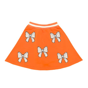 Orange and White Sequin Bows Skort
