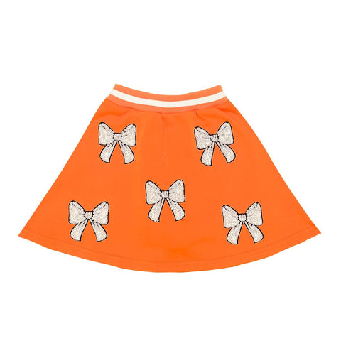 Orange and White Sequin Bows Skort