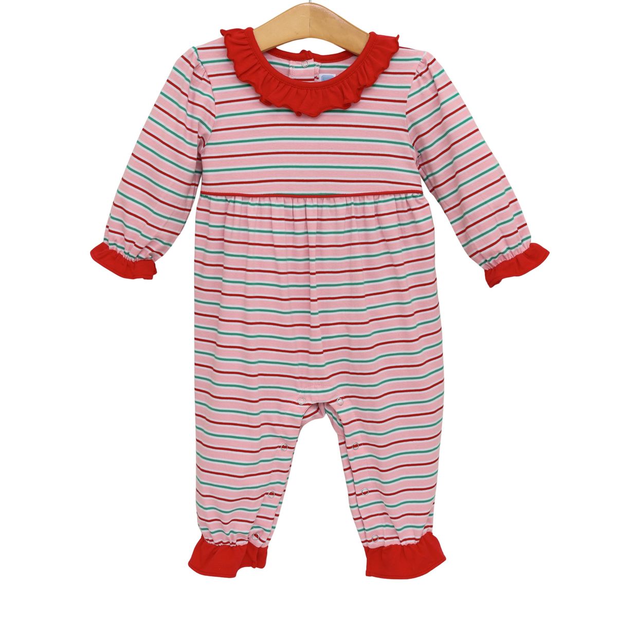 Merry & Bright Stripe Ruffle Romper