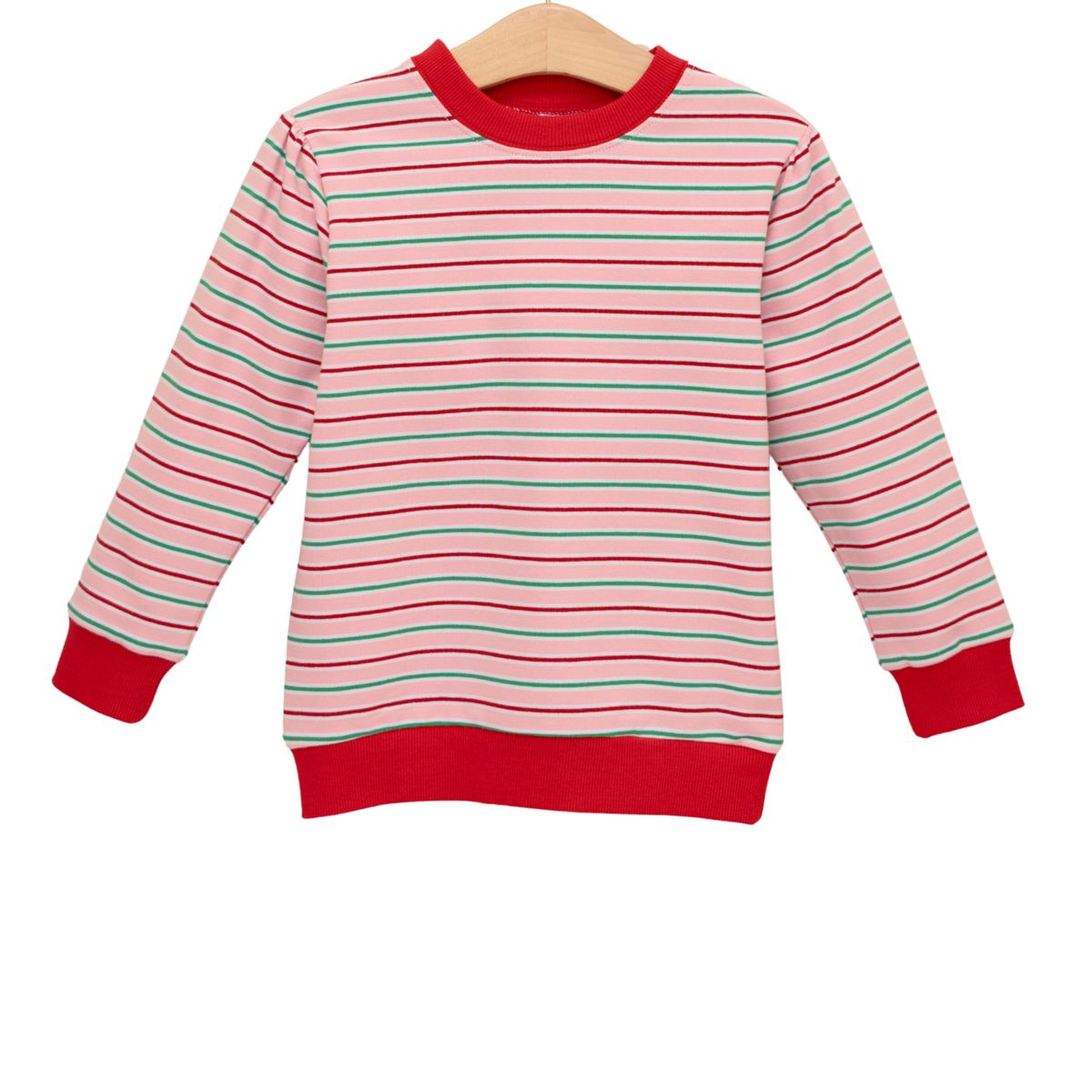 Merry & Bright Stripe Pink Crewneck