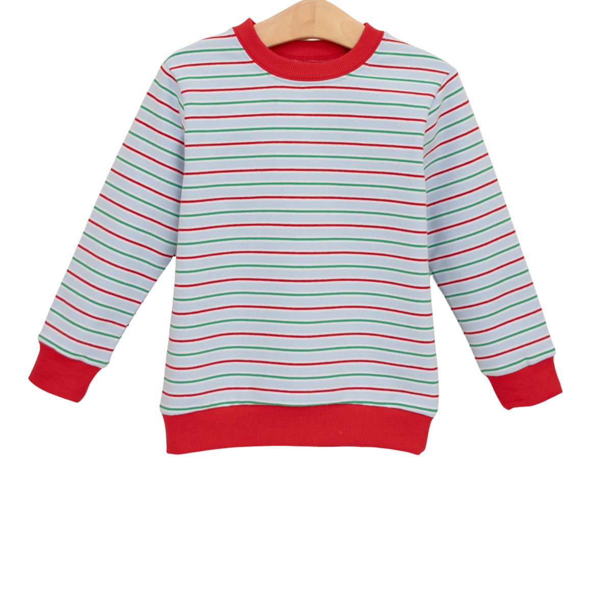 Merry & Bright Stripe Blue Crewneck