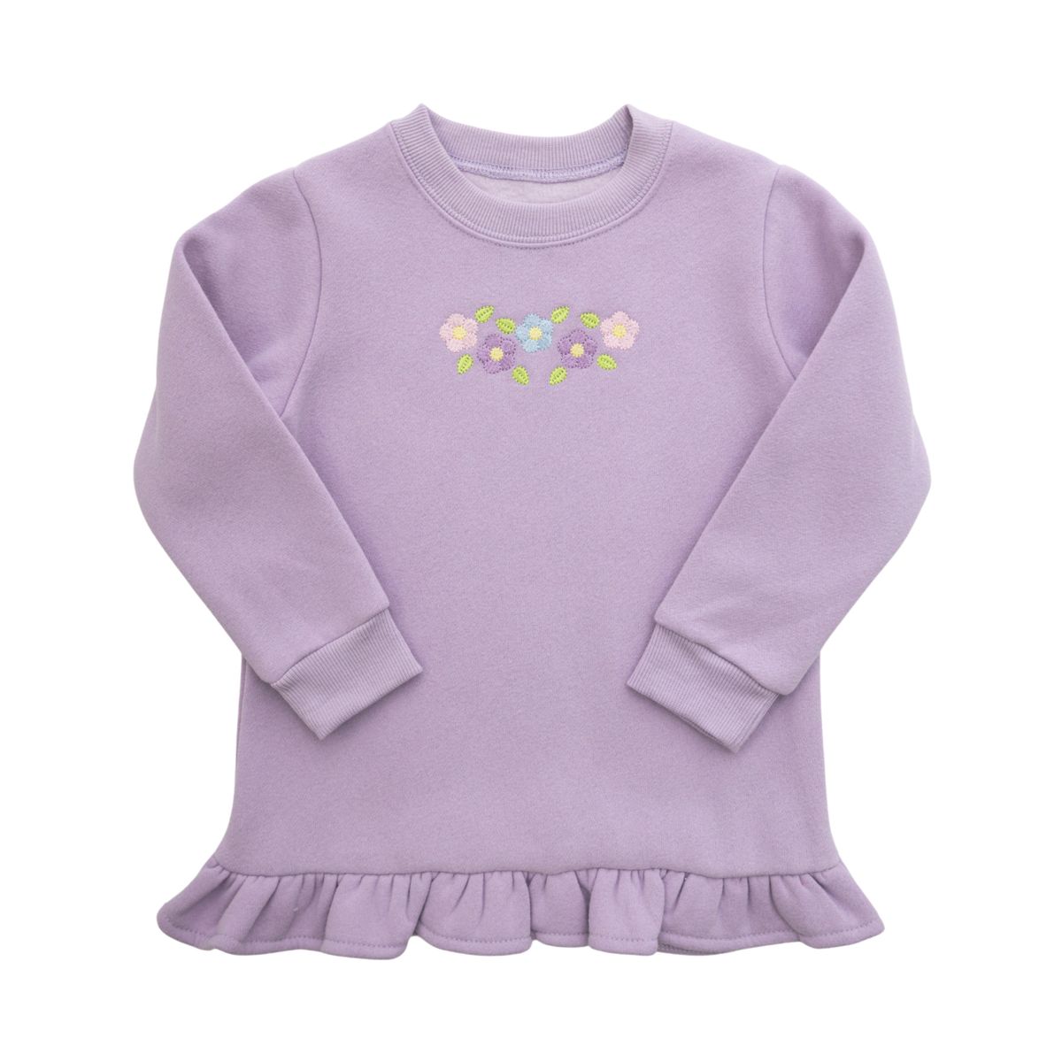 Flower Embroidered Ruffle Crewneck