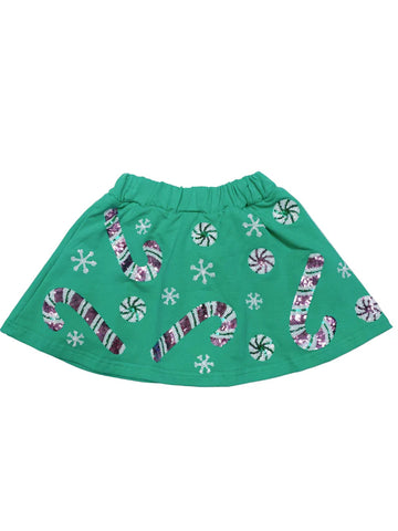 Sequin Candy Cane Teal Skort