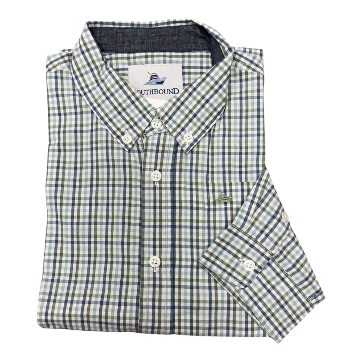 Southbound Denim/Olive Plaid Button Down