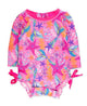 Neon Shimmer Mermaid LS One Piece Rash Guard Swimsuit
