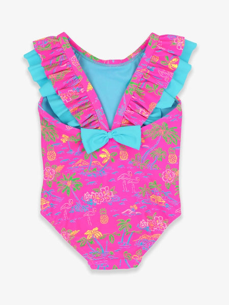 Neon Island Time Ruffle V-Back One Piece