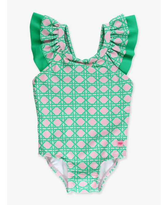 Pink Coastal Cane Bow V-Back One Piece Swimsuit