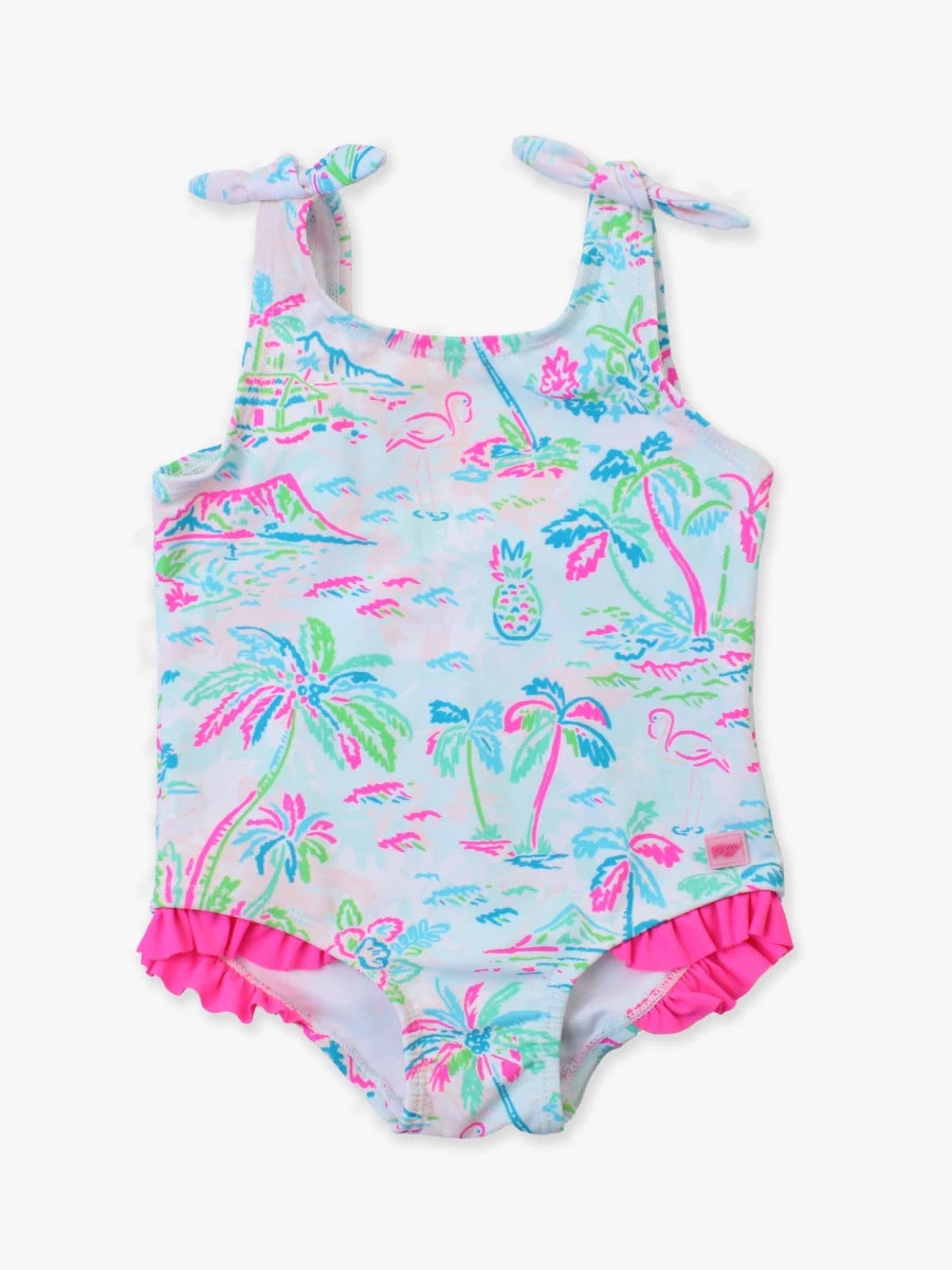 Tropical Resort Tie Shoulder One Piece