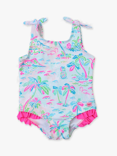 Tropical Resort Tie Shoulder One Piece