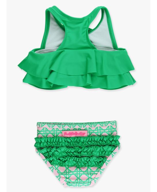 Pink Coastal Cane Flounce Bikini 2-Piece Swimsuit