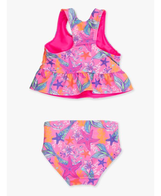 Neon Shimmer Mermaid Reversible Peplum Tankini 2-Piece Swimsuit