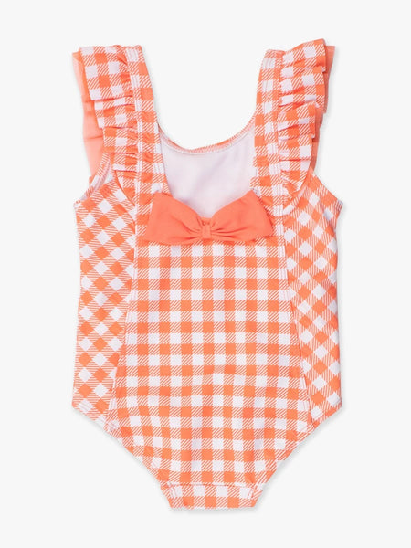 Orange Gingham Waterfall One Piece