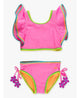 Neon Pink Crochet Detail Butterfly Tankini 2-Piece Swimsuit