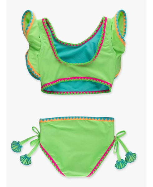 Neon Honeydew Crochet Detail Butterfly Tankini 2-Piece Swimsuit
