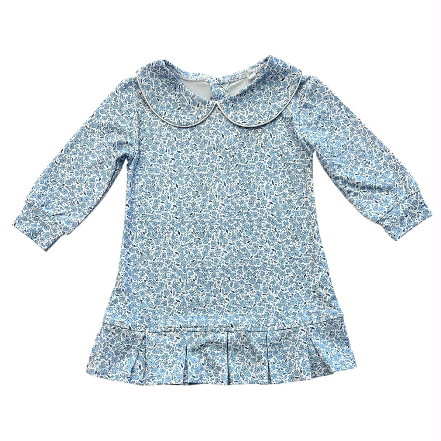 Mini Blue Floral Pleated Dress