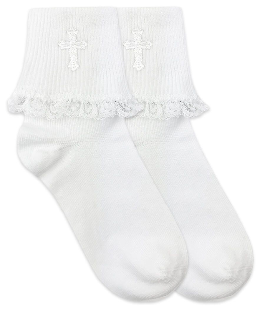 Jefferies Cross Embroidered Ruffle Socks