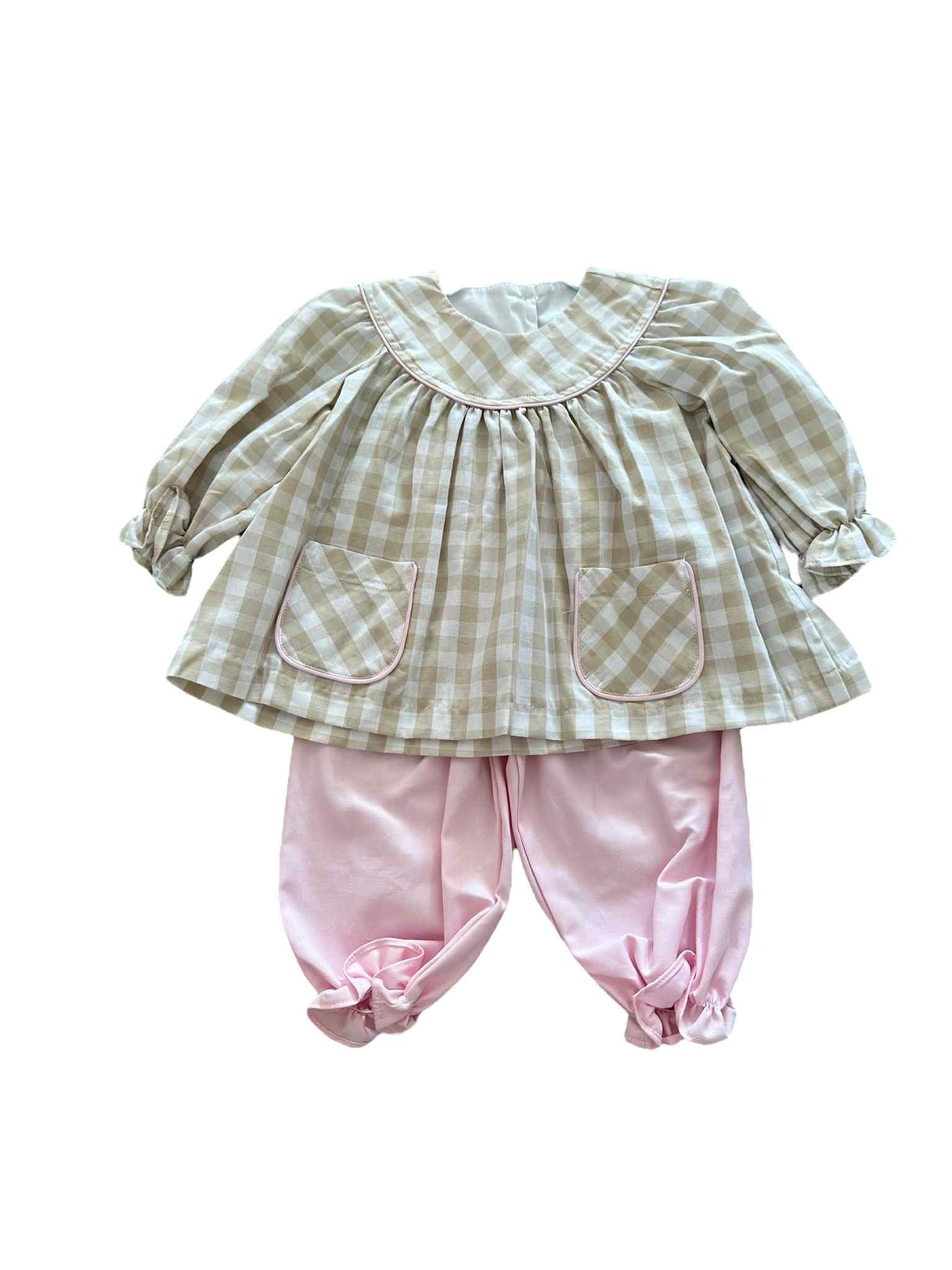 Khaki Check Bloomer Set