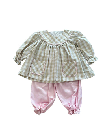 Khaki Check Bloomer Set