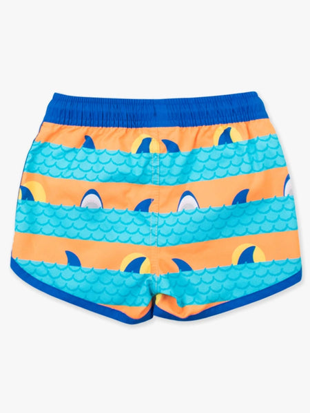 Neon Sharks & Stripes Swim Trunks