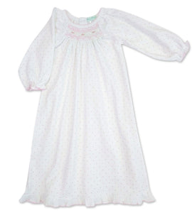 Rosebuds Dots Smocked Pima Cotton Gown