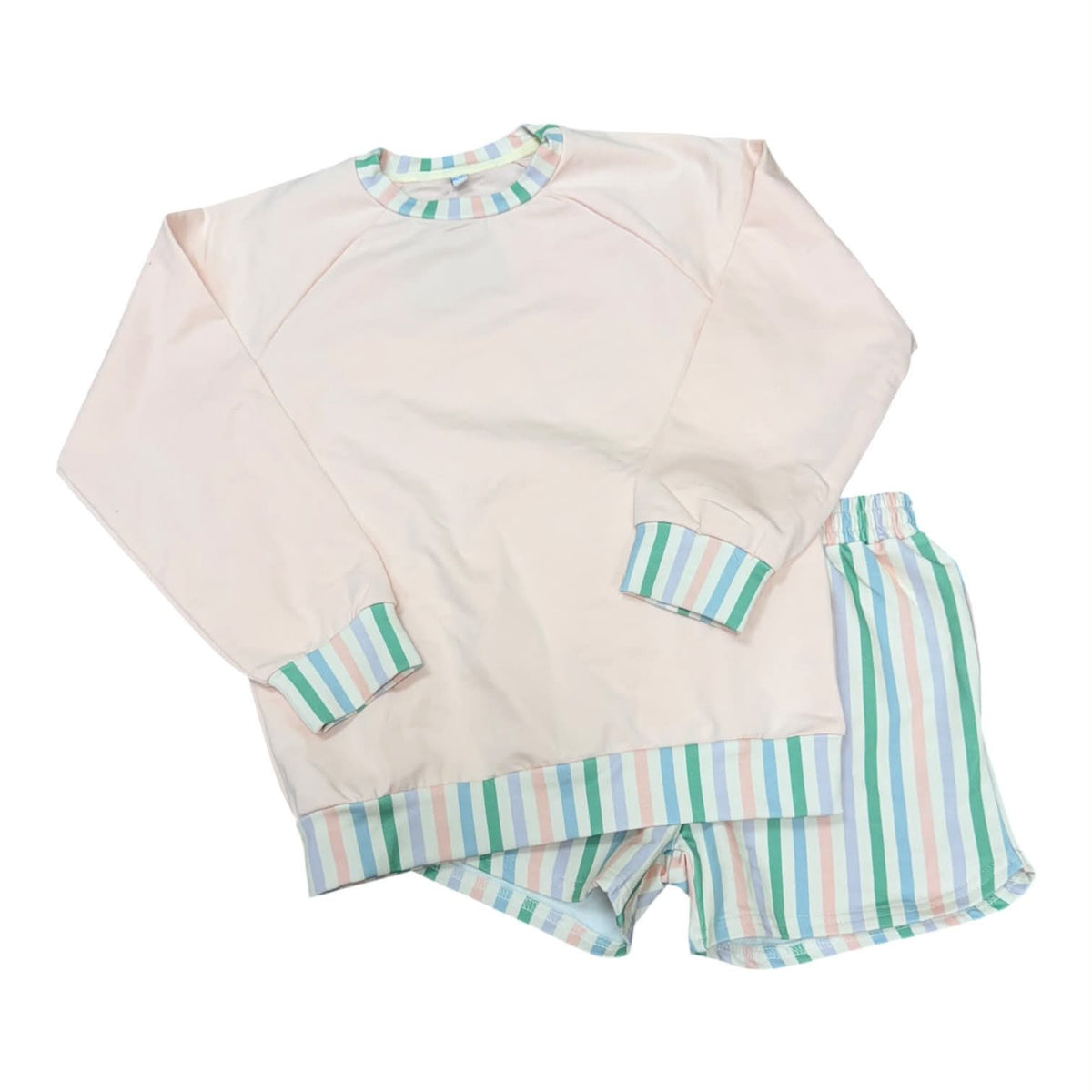 Honesty Multi Striped Sweatshirt Short Set