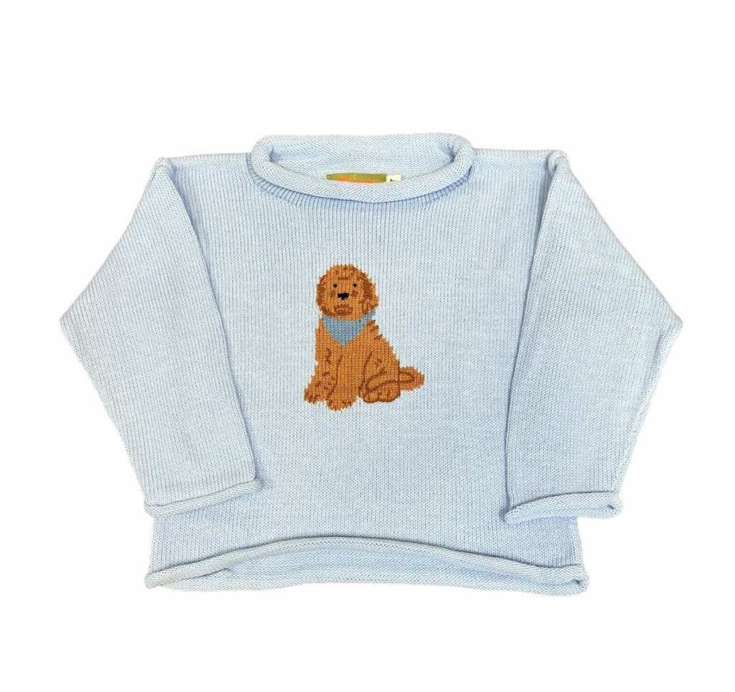 Blue Roll Neck Goldendoodle Sweater