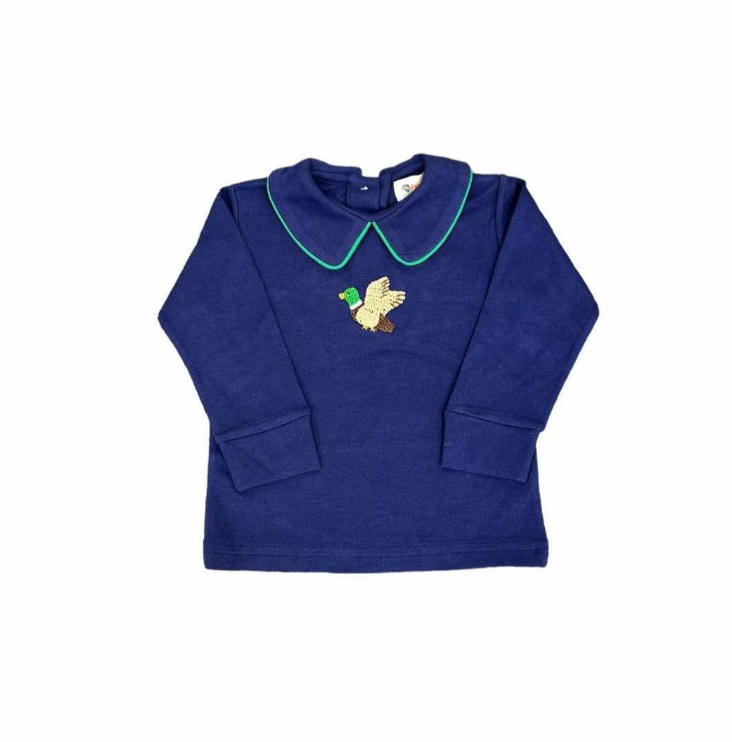 Navy Collared Mallard Top