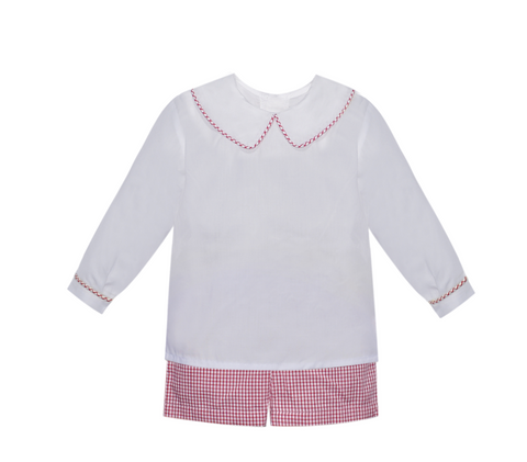 Red Madison Boy Short Set
