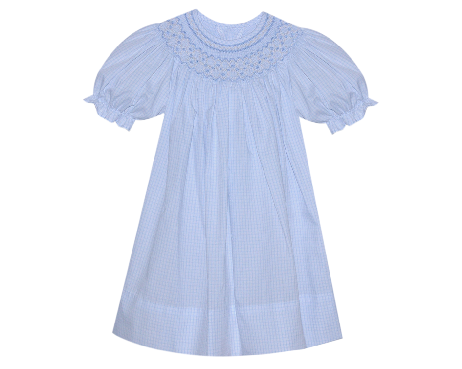 Blue Savannah Smocked Bishop Dress