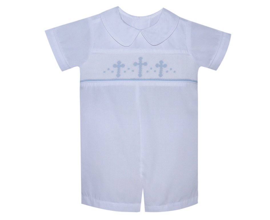 Cross Smocked Collared William Romper