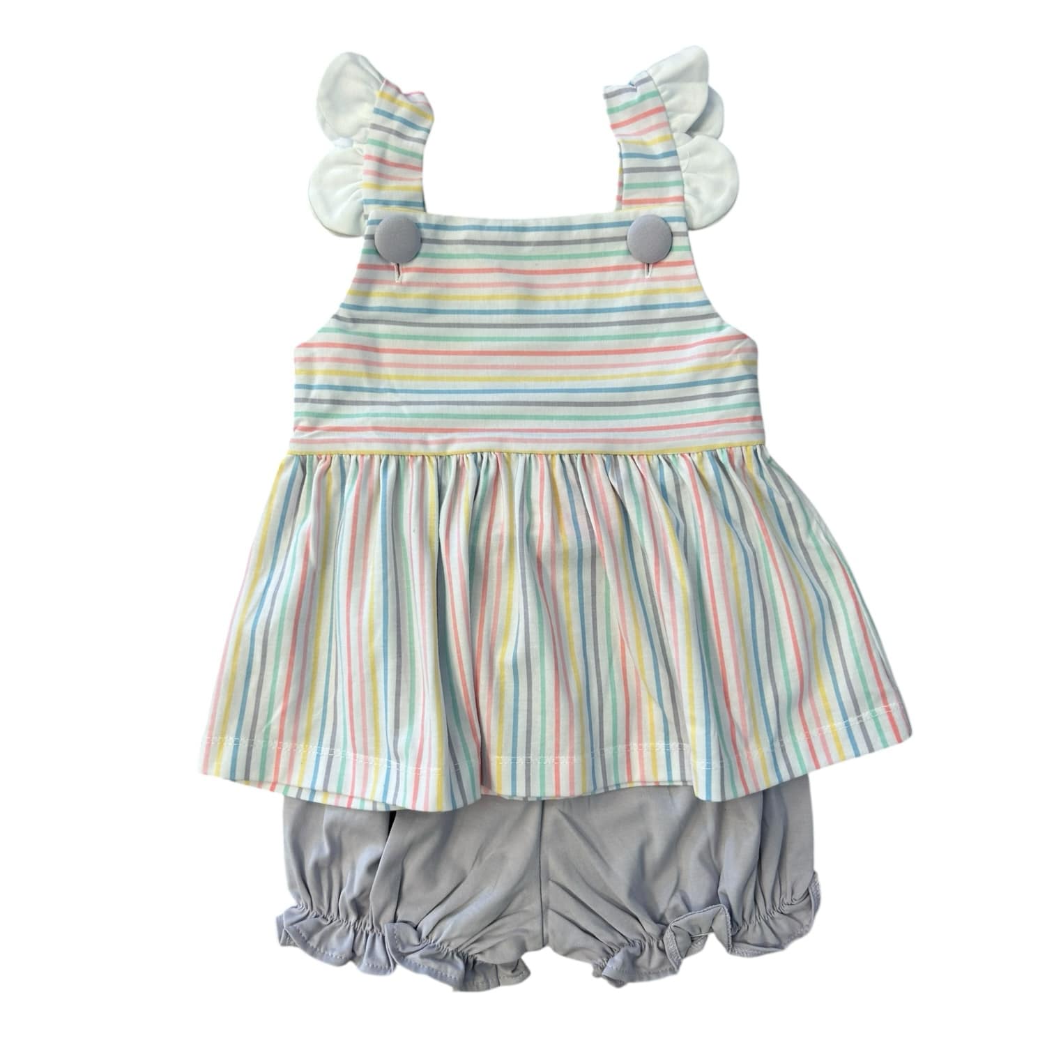 Pastel Stripe Scalloped Bloomer Set