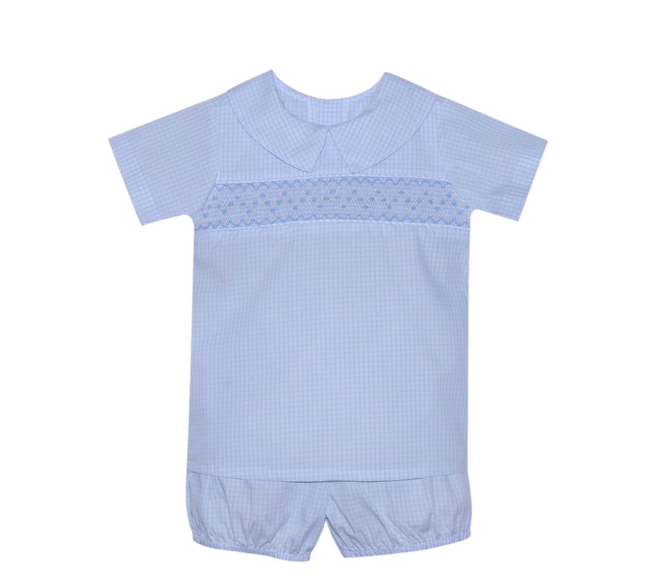 Williams Blue Square Smocked Set