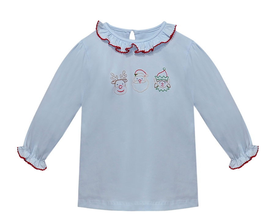 Emma Blue Christmas Blouse