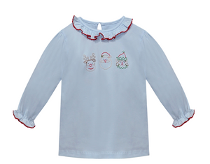 Emma Blue Christmas Blouse