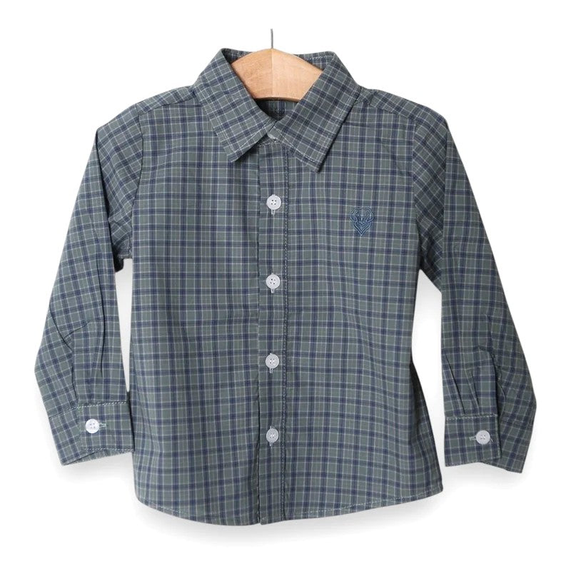 Green/Navy Plaid Button Down