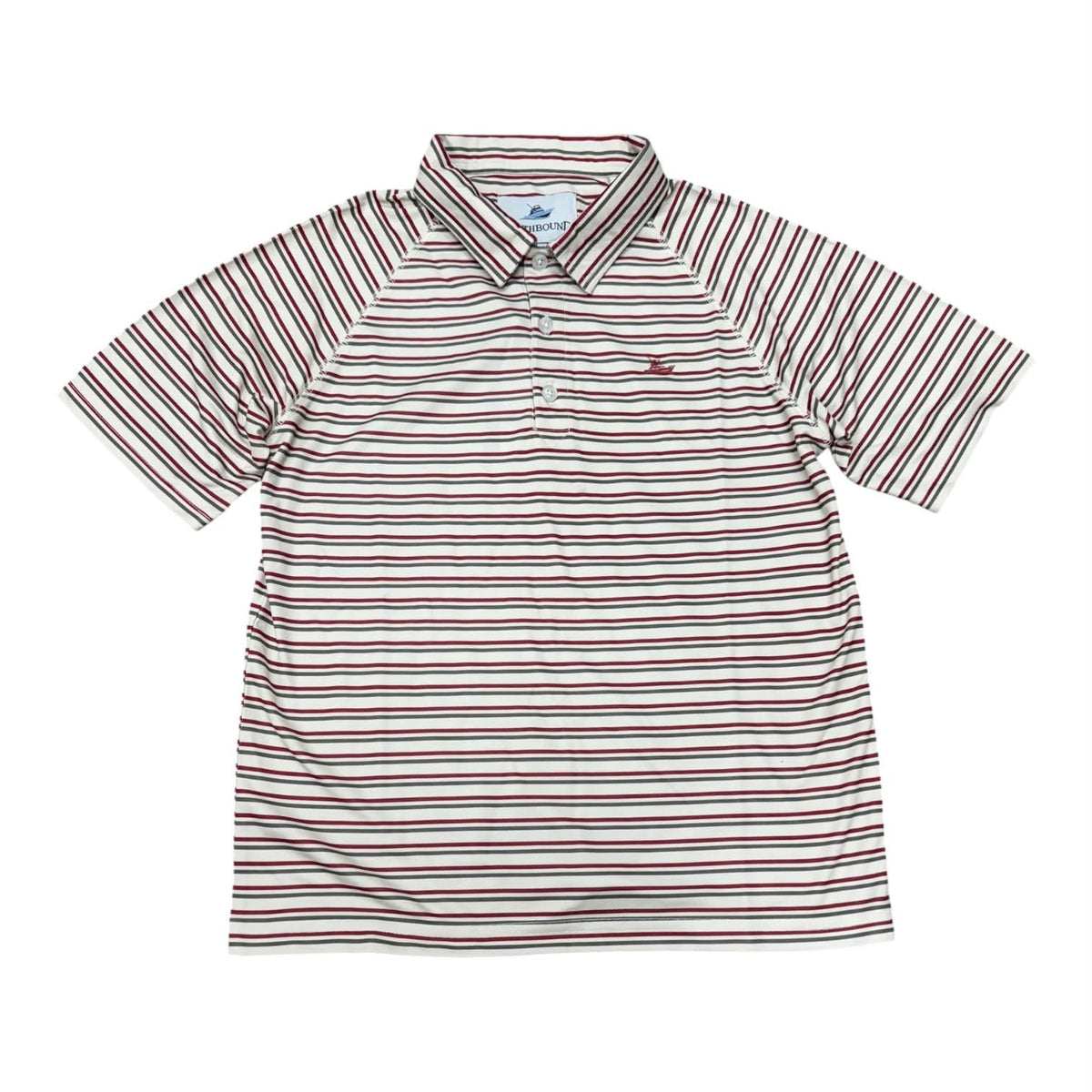 Southbound Garnet Striped Performance Polo