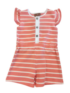 Coral Stripe Lily Romper