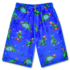 Holiday Dino Plush Shorts