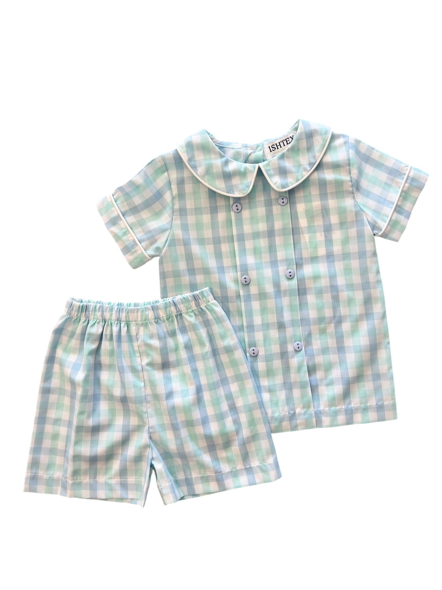 Aqua Plaid Short Set